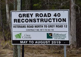 Grey Road 40 construction sign270