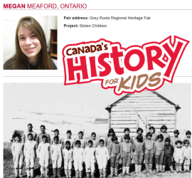 Meaford Student Hoping For Success at Canada’s History Young Citizen Contest – And You Can Help!