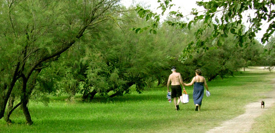 grandparents walking Aurora Romano